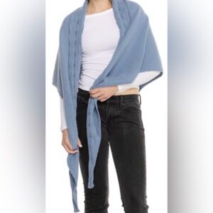 Free People Heritage Blue Cable Knit Wrap Shawl Scarf For Women, New!